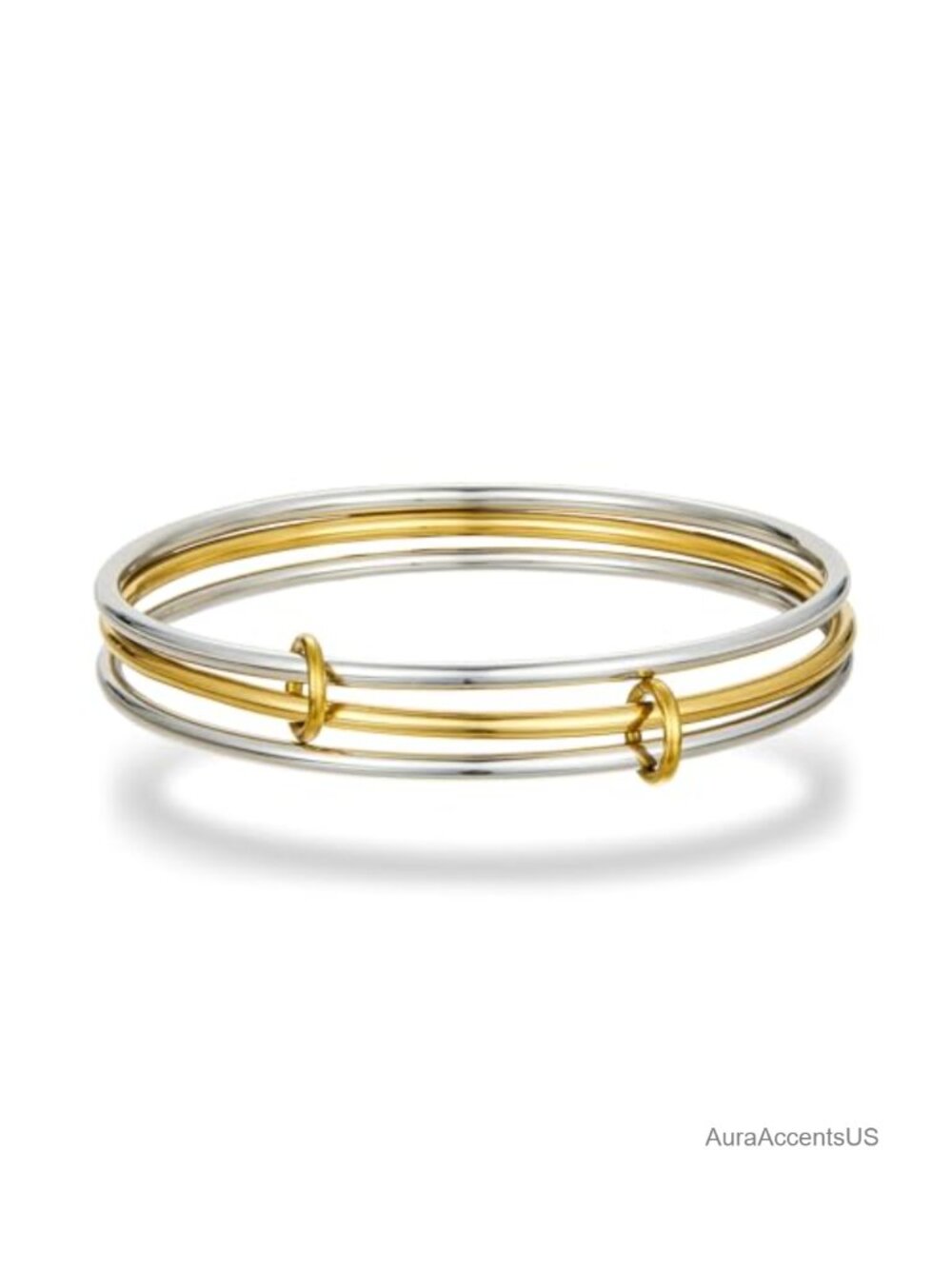 Stackable Bangle Set Two Tone Gold Plated Silver Hypoallergenic